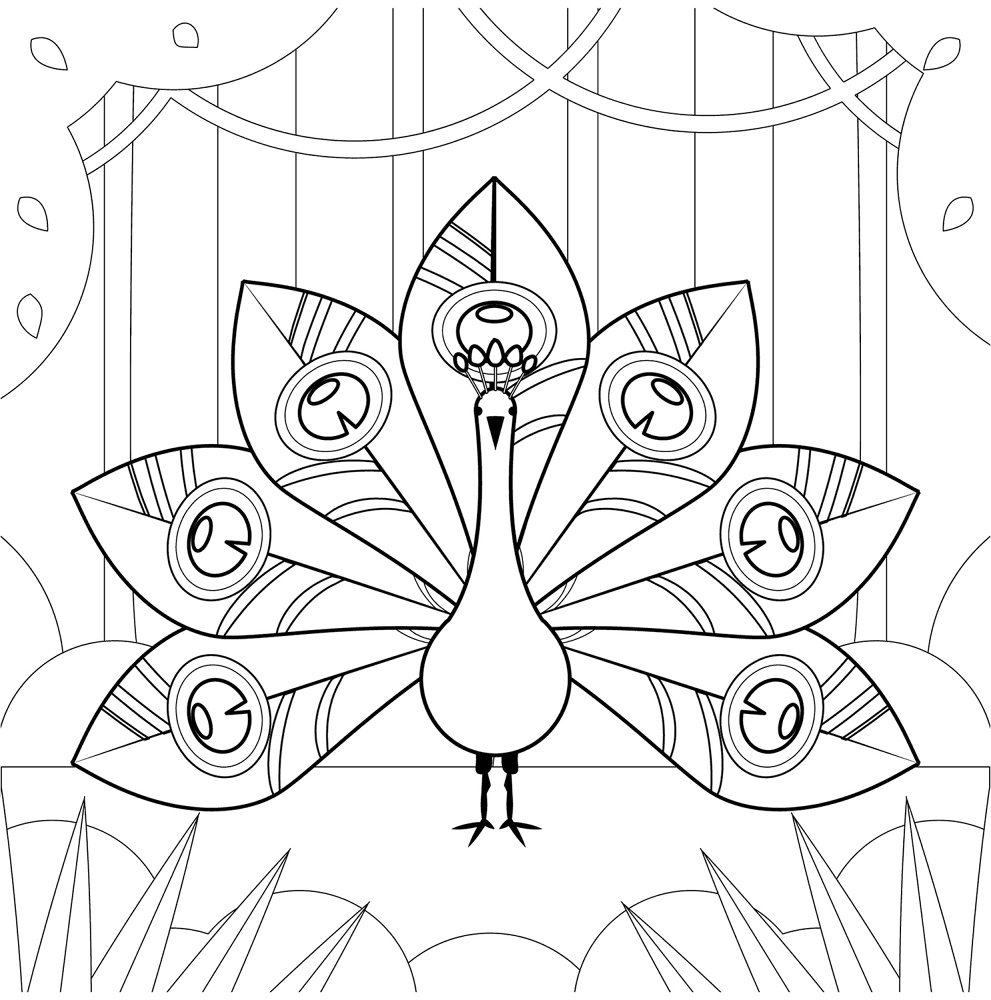 Desenho de Pavões para colorir