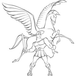 Desenho de Pegasus para colorir e imprimir: número 1