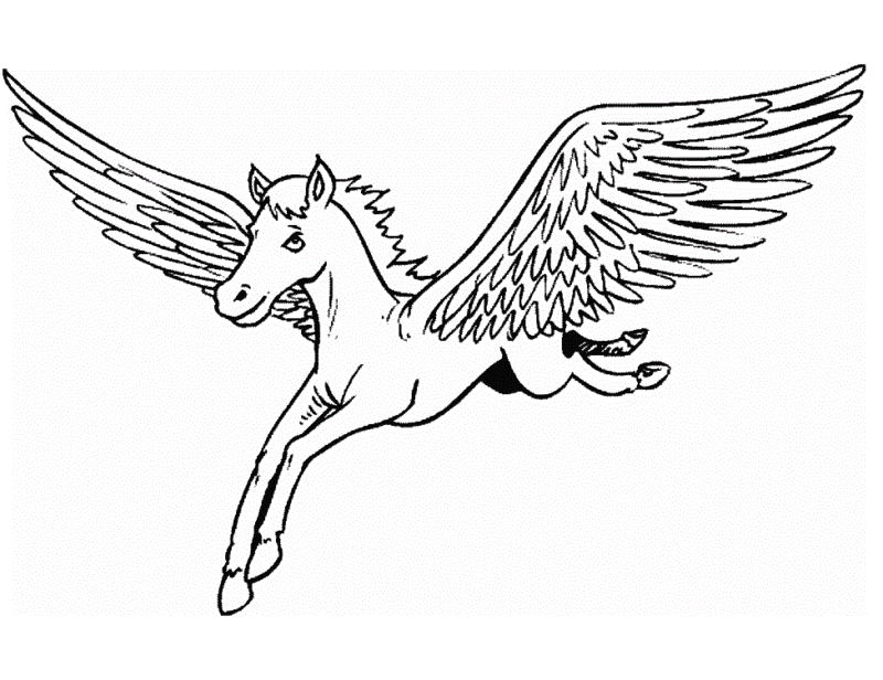Desenho de Pegasus para colorir e imprimir: número 2