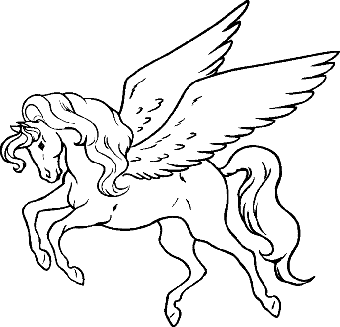 Desenho de Pegasus para colorir e imprimir: número 3