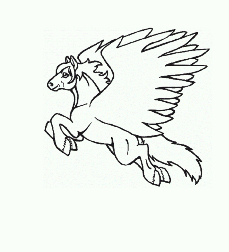 Desenho de Pegasus para colorir e imprimir: número 4