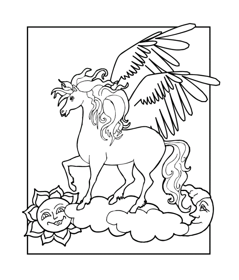 Desenho de Pegasus para colorir e imprimir: número 6