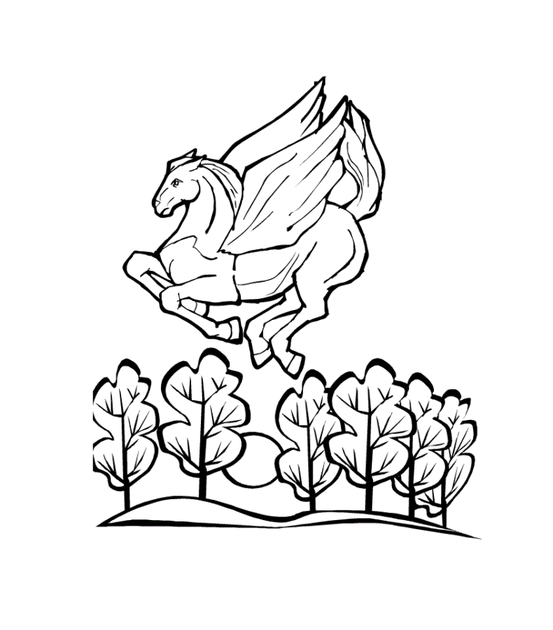 Desenho de Pegasus para colorir e imprimir: número 13