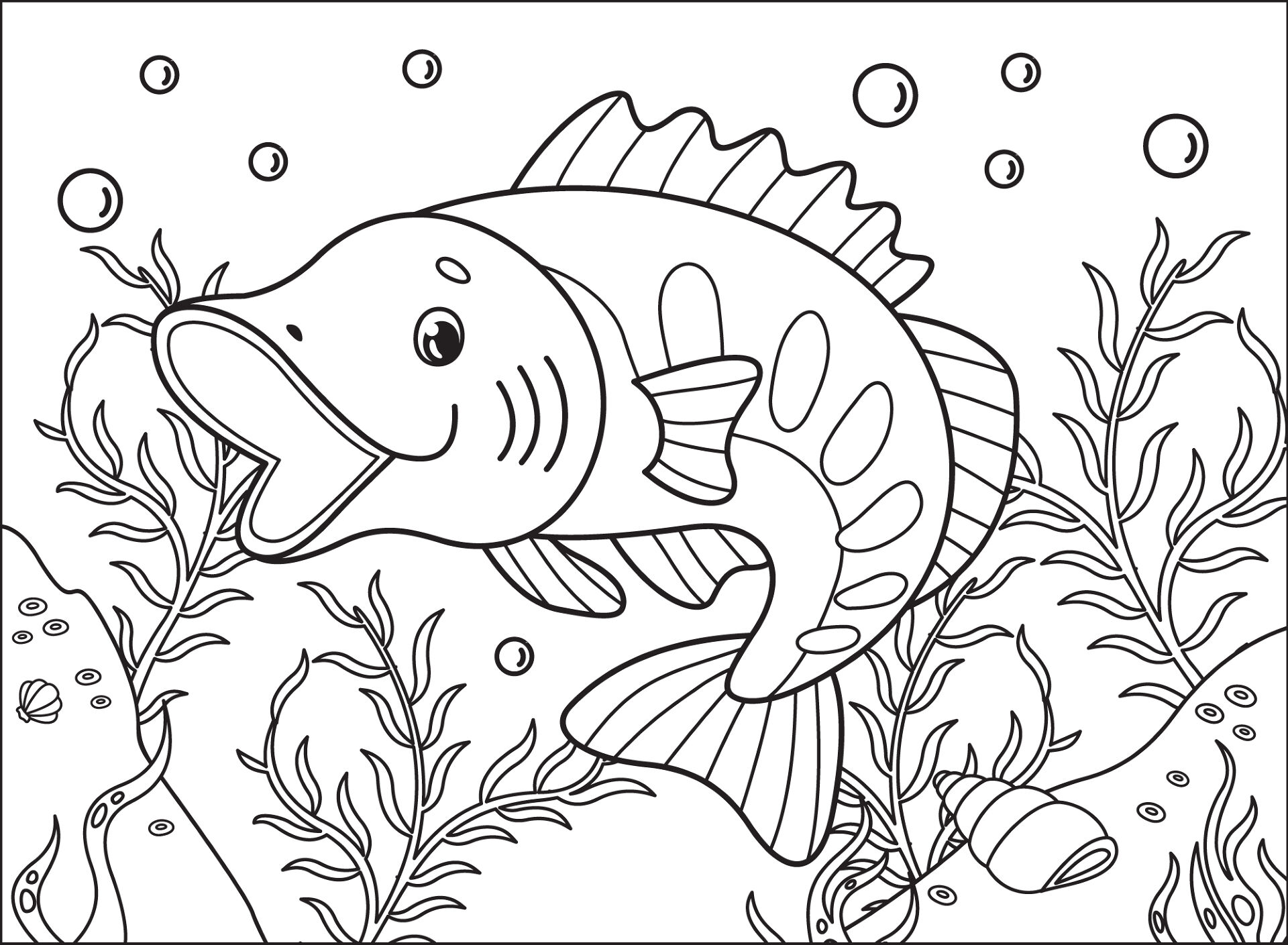 Desenho de Peixes para colorir e imprimir: número 31