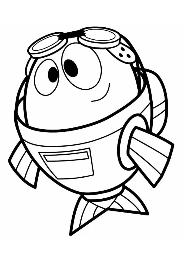 Desenho de Peixonauta para colorir e imprimir: número 1