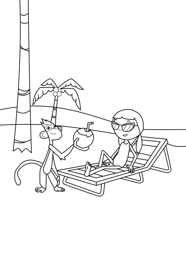 Desenho de Peixonauta para colorir e imprimir: número 4