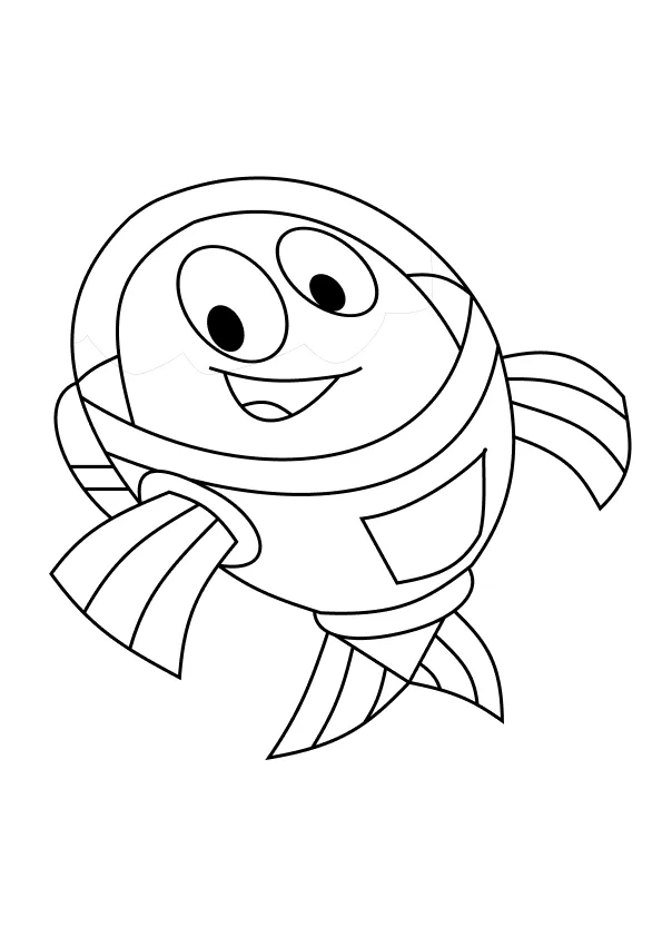 Desenho de Peixonauta para colorir e imprimir: número 5