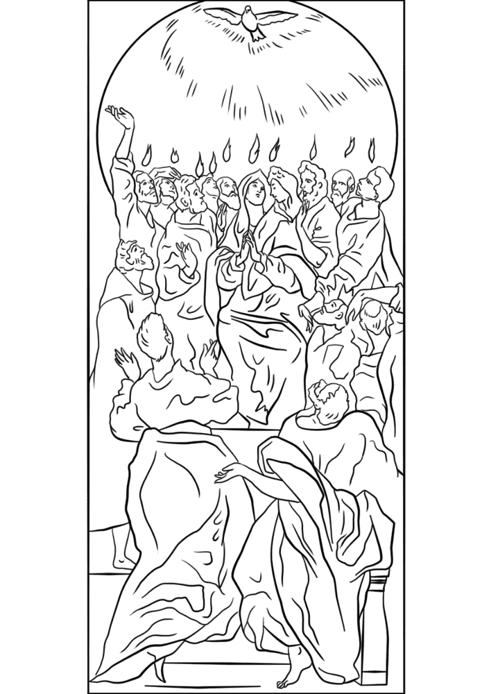 Desenho de Pentecostes para colorir e imprimir: número 24