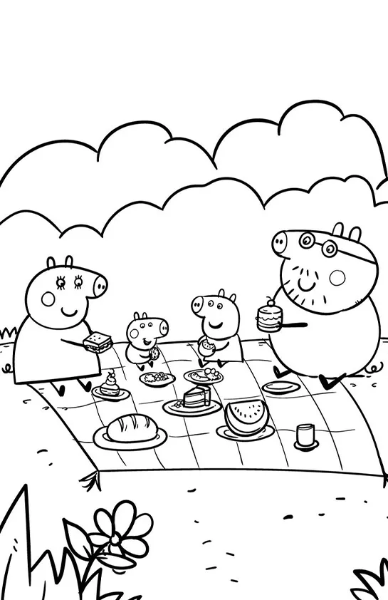 Desenho de Peppa Pig para colorir e imprimir: número 1