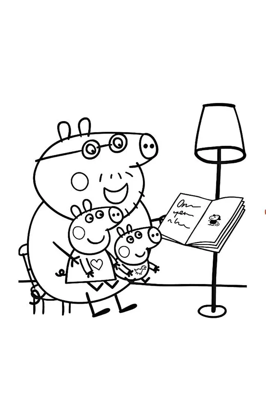 Desenho de Peppa Pig para colorir e imprimir: número 2
