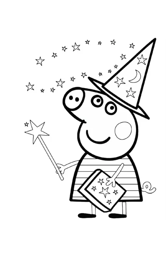 Desenho de Peppa Pig para colorir e imprimir: número 3