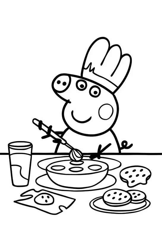 Desenho de Peppa Pig para colorir e imprimir: número 4