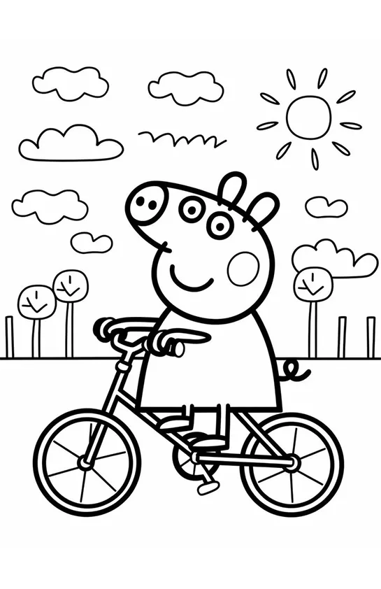 Desenho de Peppa Pig para colorir e imprimir: número 5