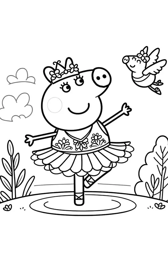 Desenho de Peppa Pig para colorir e imprimir: número 6