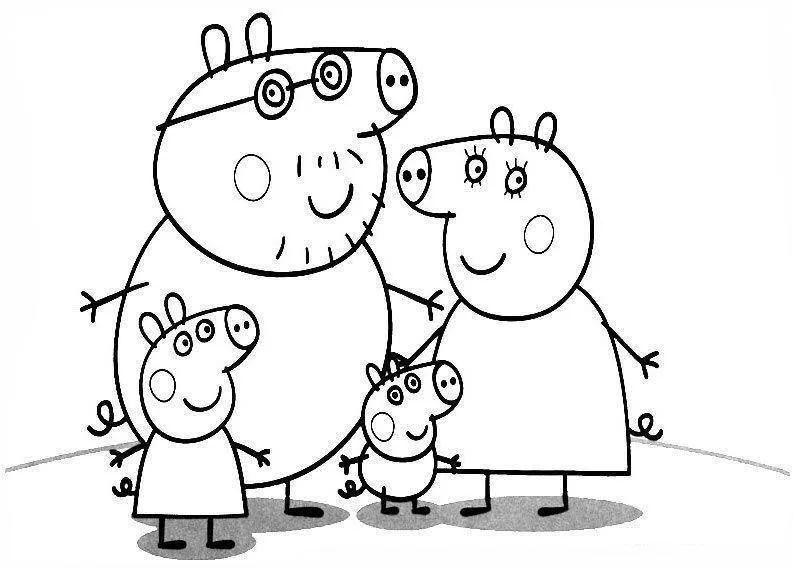 Desenho de Peppa Pig para colorir e imprimir: número 7
