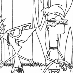 Desenho de Phineas e Ferb para colorir e imprimir: número 1