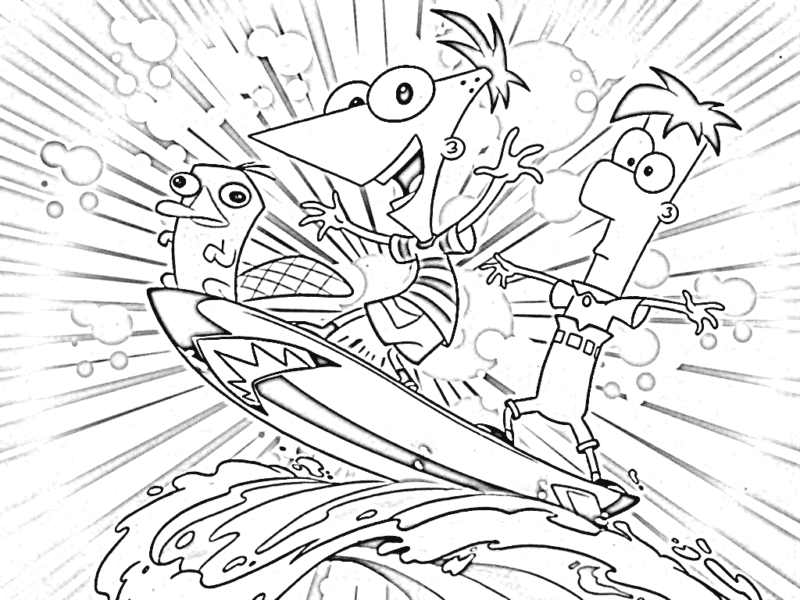 Desenho de Phineas e Ferb para colorir e imprimir: número 3