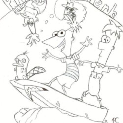 Desenho de Phineas e Ferb para colorir e imprimir: número 4