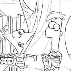 Desenho de Phineas e Ferb para colorir e imprimir: número 6
