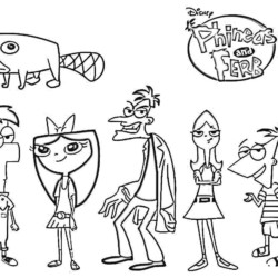 Desenho de Phineas e Ferb para colorir e imprimir: número 8