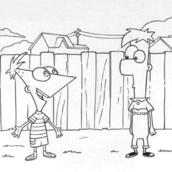 Desenho de Phineas e Ferb para colorir e imprimir: número 9