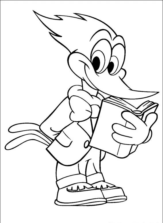 Desenho de Pica Pau para colorir e imprimir: número 3