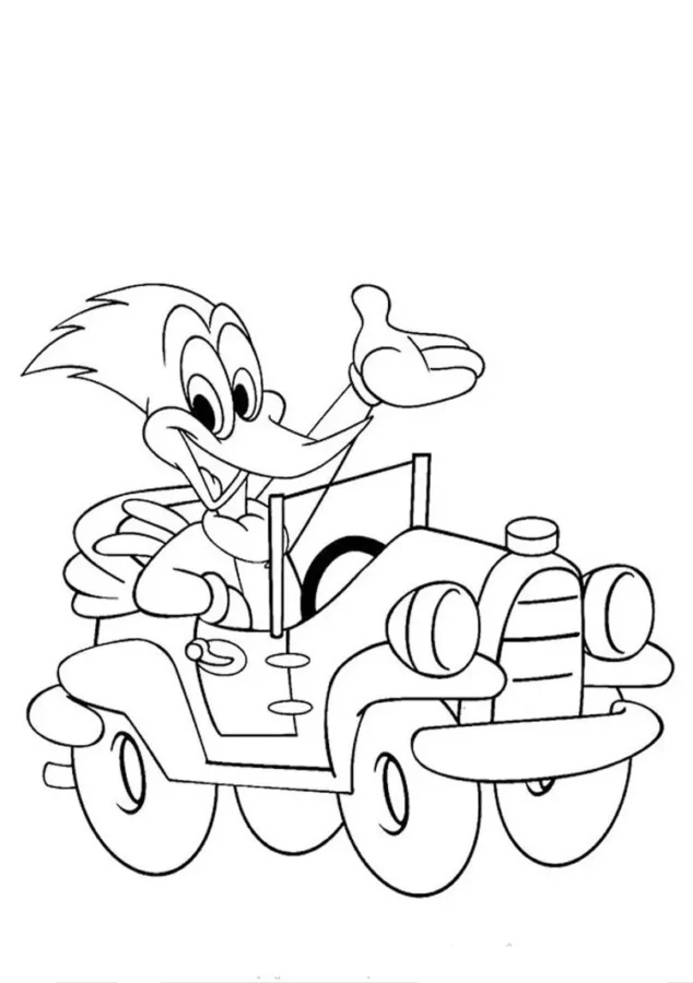 Desenho de Pica Pau para colorir e imprimir: número 4