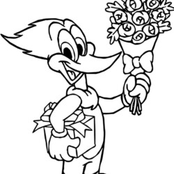 Desenho de Pica Pau para colorir e imprimir: número 6
