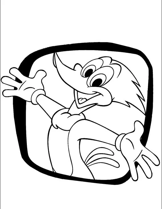 Desenho de Pica Pau para colorir e imprimir: número 7