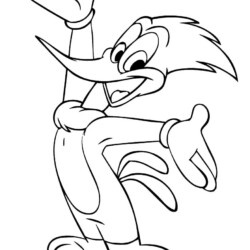 Desenho de Pica Pau para colorir e imprimir: número 9