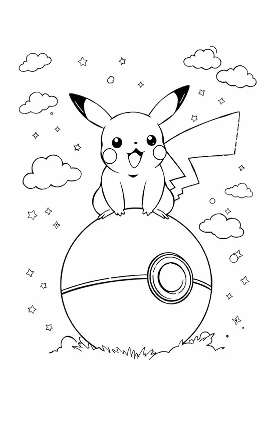 Desenho de Pikachu para colorir e imprimir: número 3