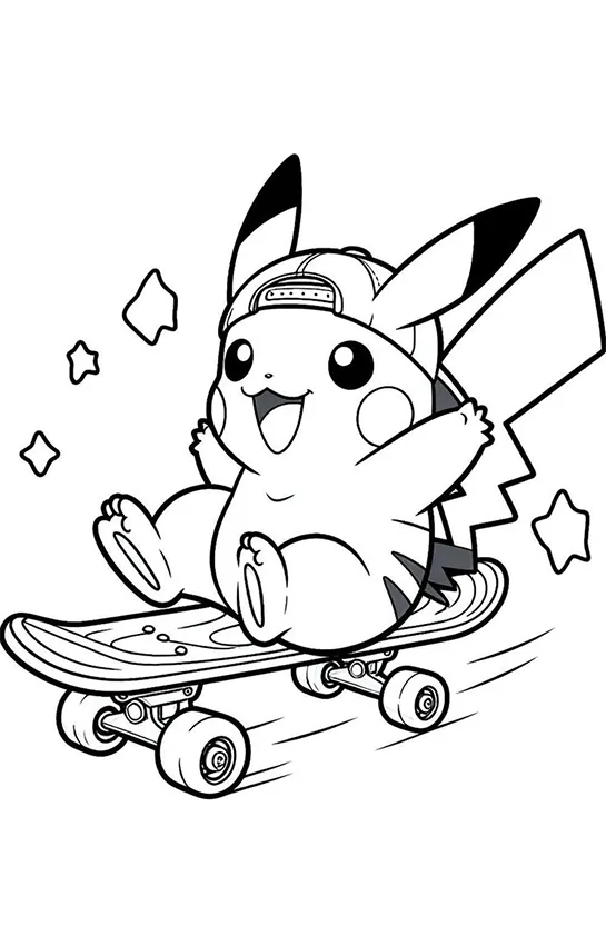 Desenho de Pikachu para colorir e imprimir: número 4