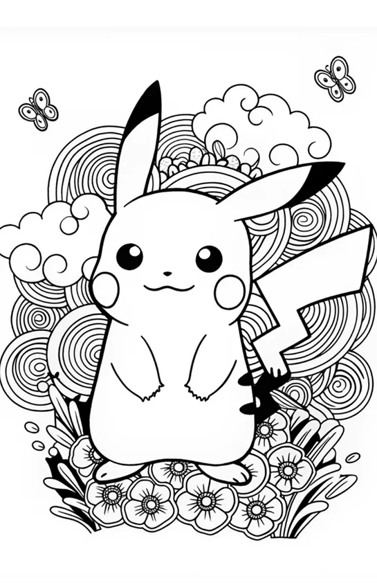 Desenho de Pikachu para colorir e imprimir: número 6