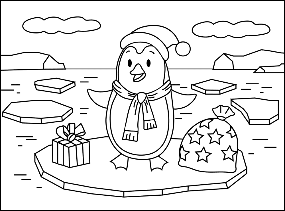 Desenho de Pinguins para colorir e imprimir: número 2
