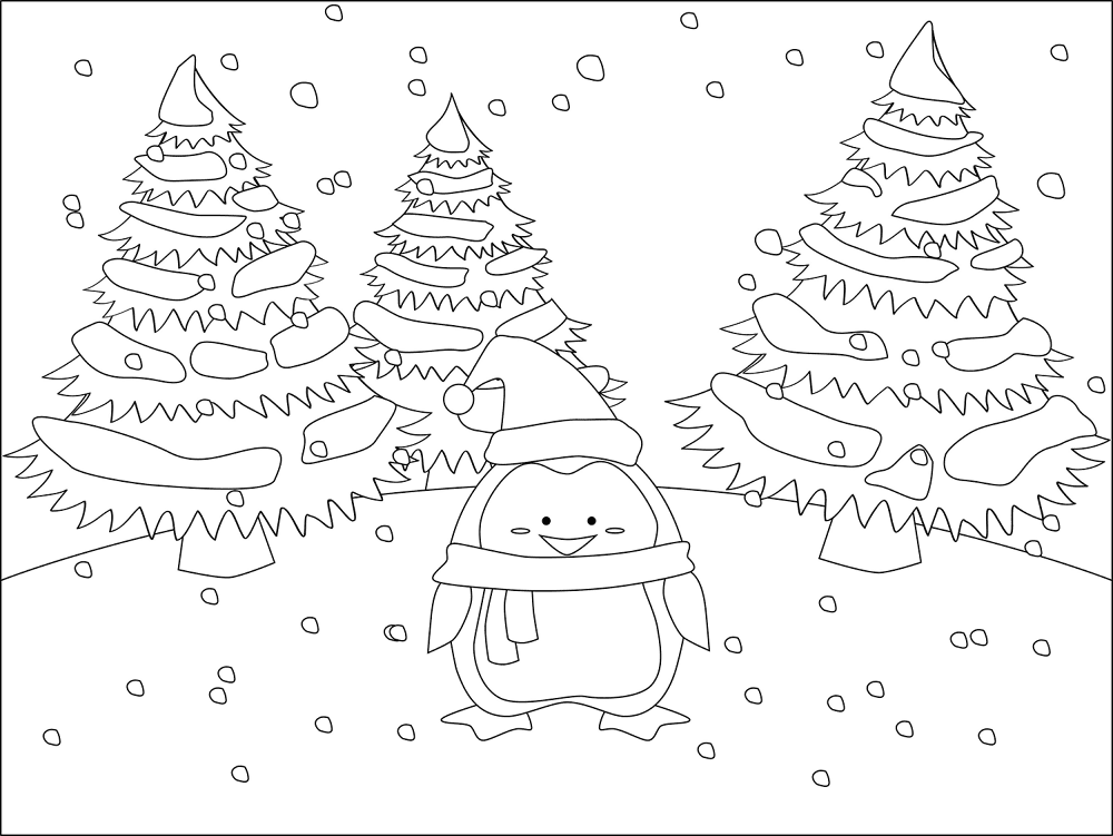 Desenho de Pinguins para colorir e imprimir: número 35