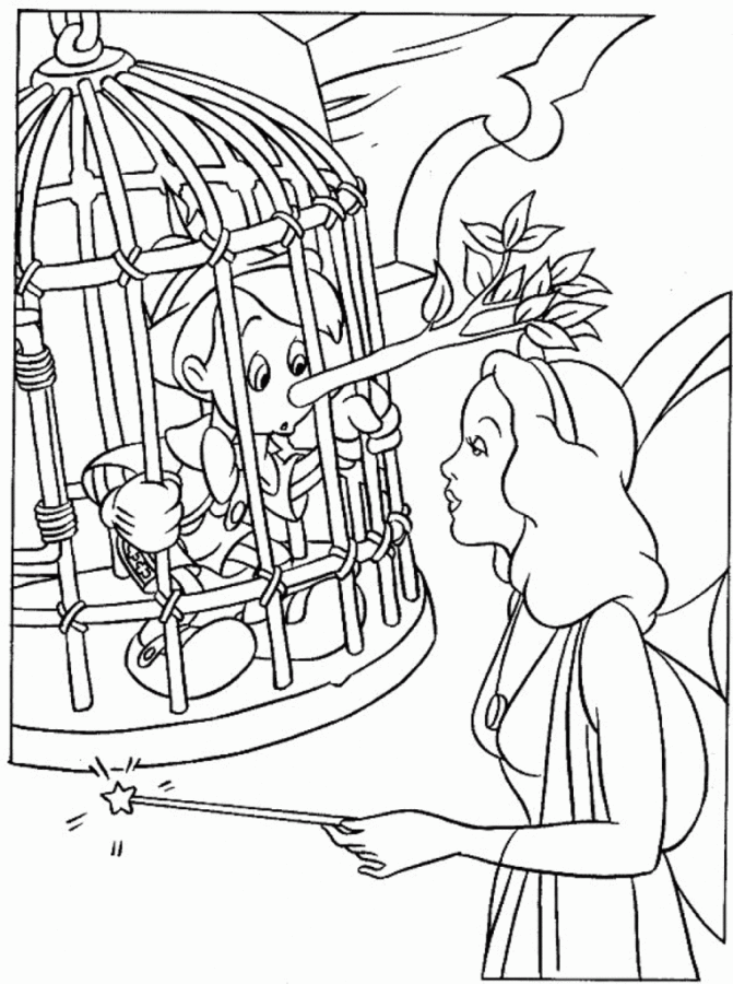 Desenho de Pinoquio para colorir e imprimir: número 3