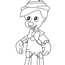 Desenho de Pinoquio para colorir e imprimir: número 4