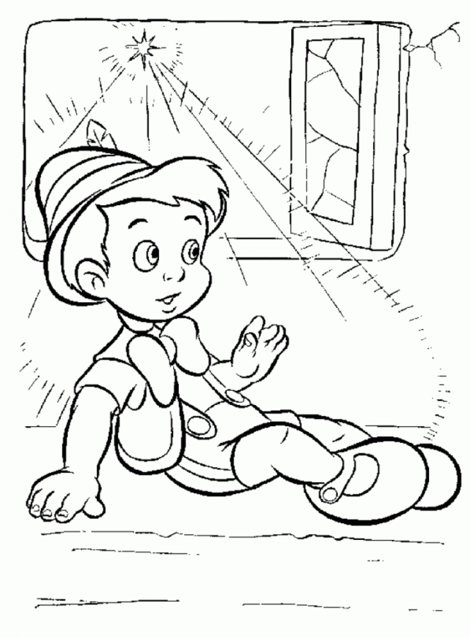 Desenho de Pinoquio para colorir e imprimir: número 9