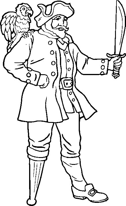 Desenho de Piratas para colorir e imprimir: número 1