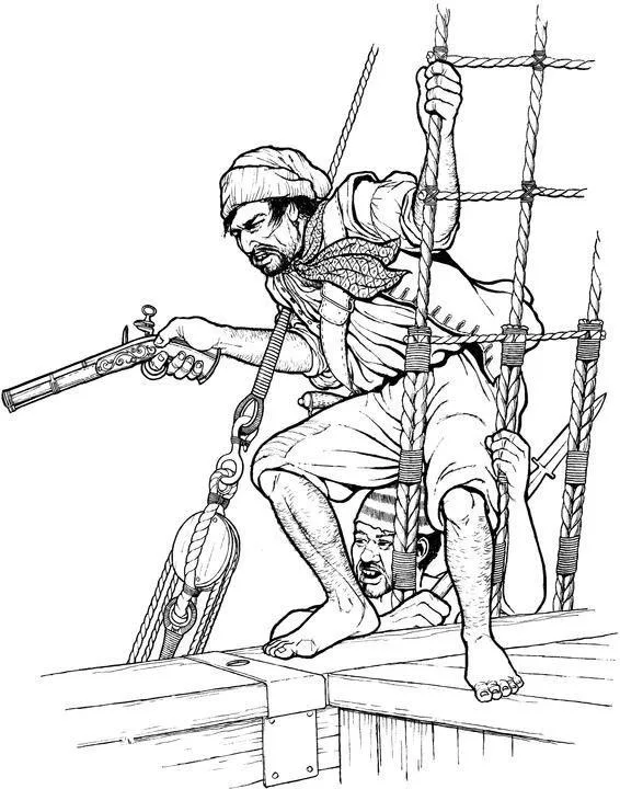 Desenho de Piratas para colorir e imprimir: número 4