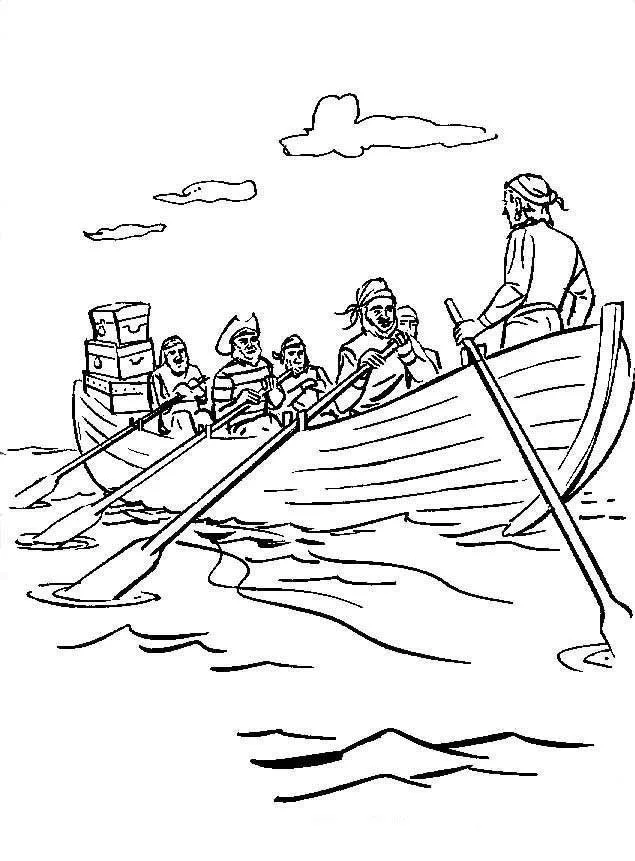 Desenho de Piratas para colorir e imprimir: número 5