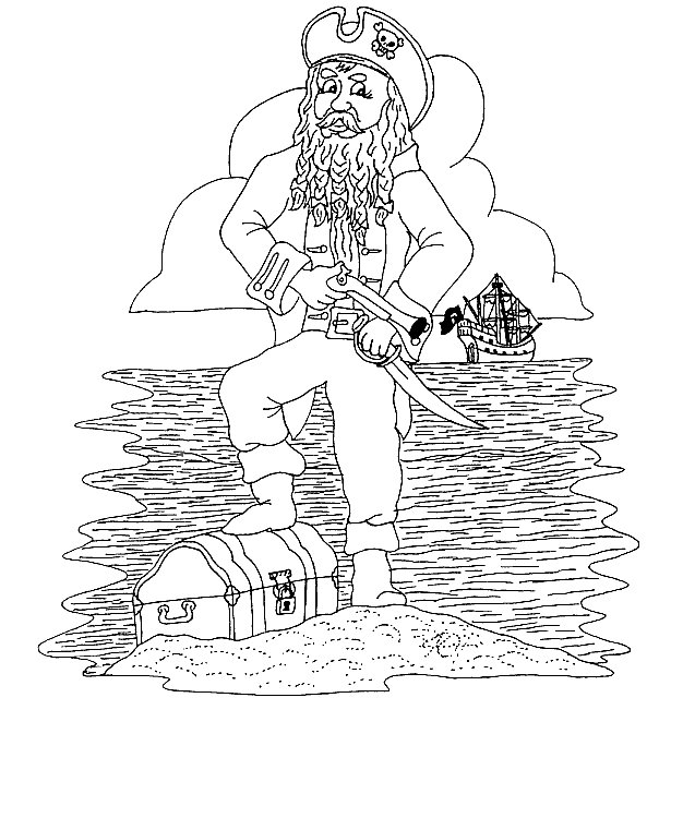 Desenho de Piratas para colorir e imprimir: número 9