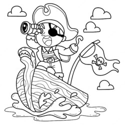 Desenho de Piratas para colorir e imprimir: número 18