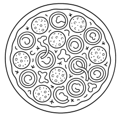 Desenho de Pizza para colorir e imprimir: número 10
