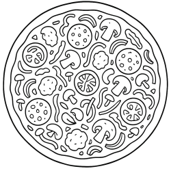 Desenho de Pizza para colorir e imprimir: número 11