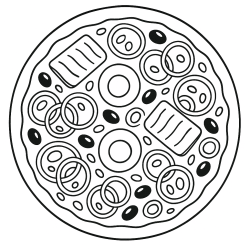 Desenho de Pizza para colorir e imprimir: número 12