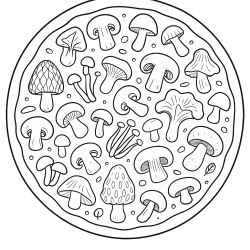 Desenho de Pizza para colorir e imprimir: número 14