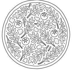 Desenho de Pizza para colorir e imprimir: número 16