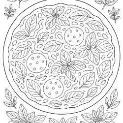 Desenho de Pizza para colorir e imprimir: número 21
