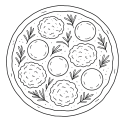 Desenho de Pizza para colorir e imprimir: número 22
